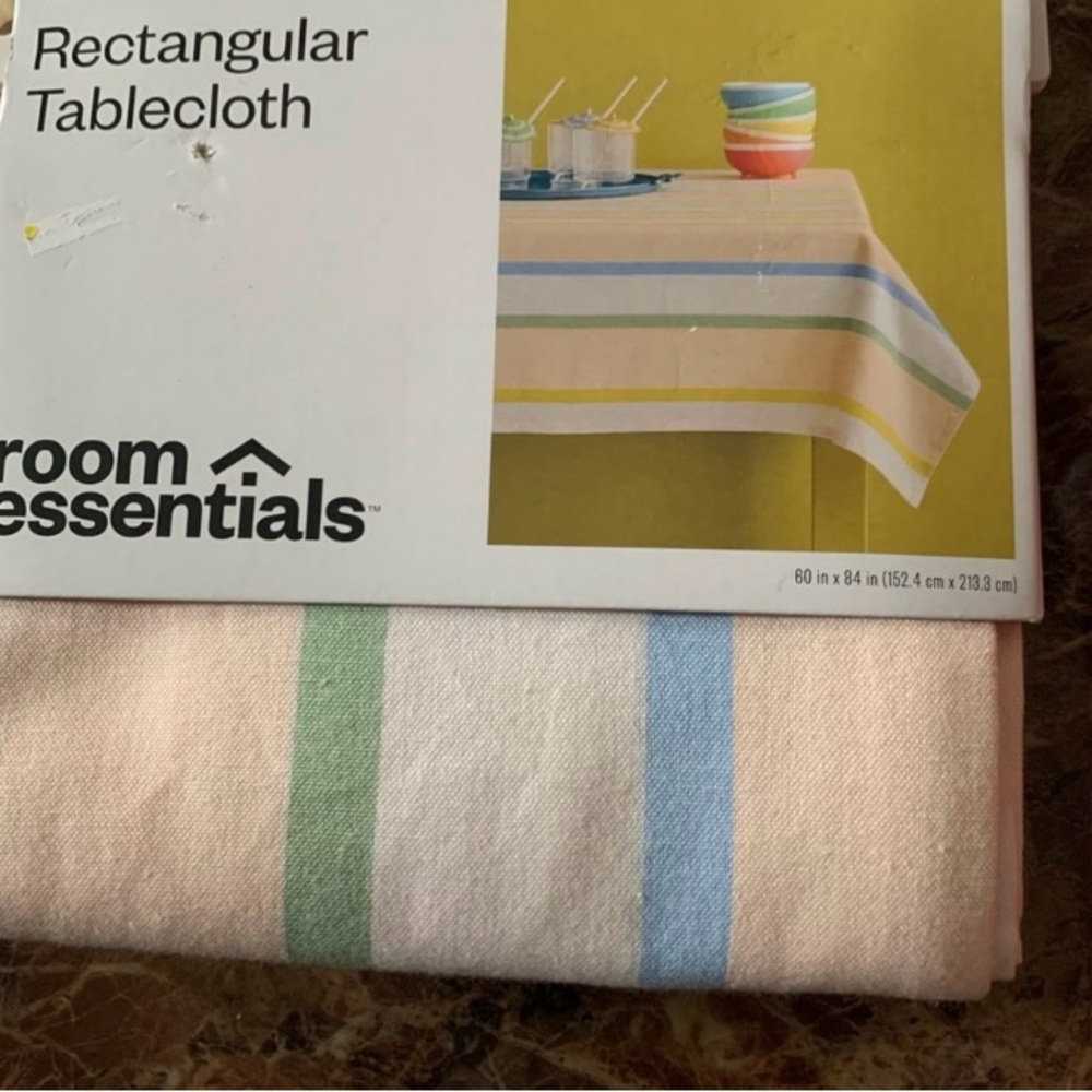 Room Essentials Pastel Striped Tablecloth - Picture 2 of 5
